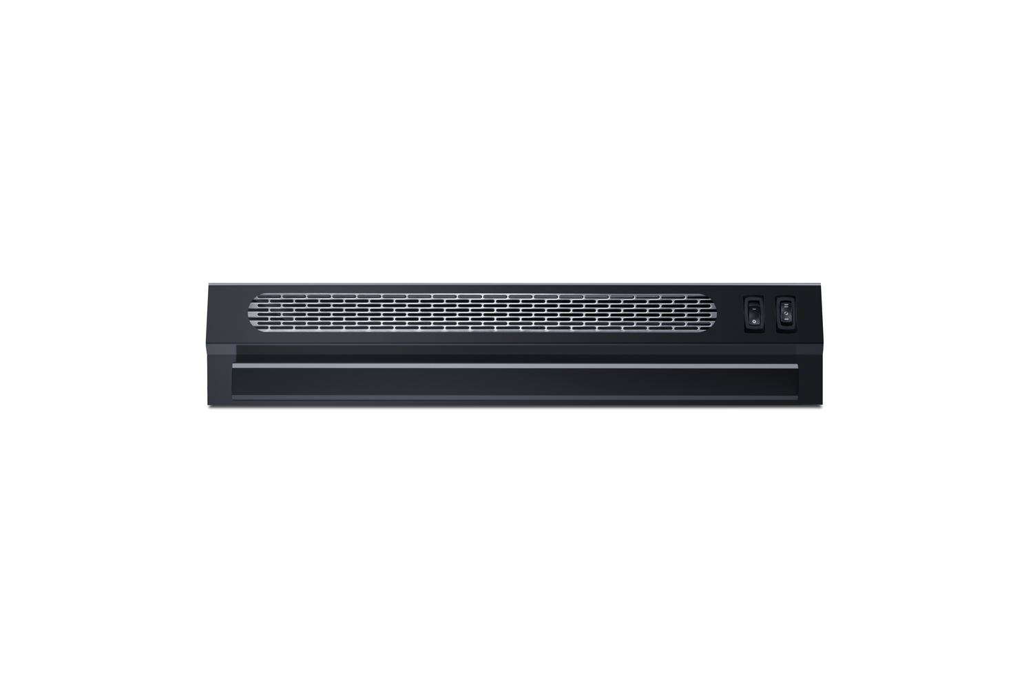 20 inch wide under cabinet retractable range hood for ductless use in black, made in the USA